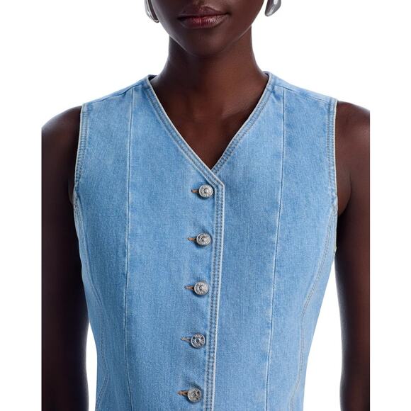 Paige Women Light Wash Blue Denim Yasmin Casual Front Button Vest Size US 2 - Picture 3 of 5